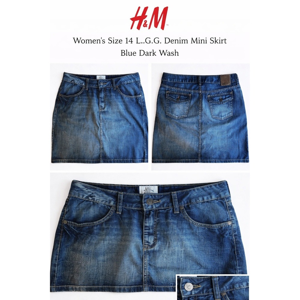 HM LOGG Womens Size‎ 14 Blue Dark Wash Denim Mini Skirt Label of Graded Goods
